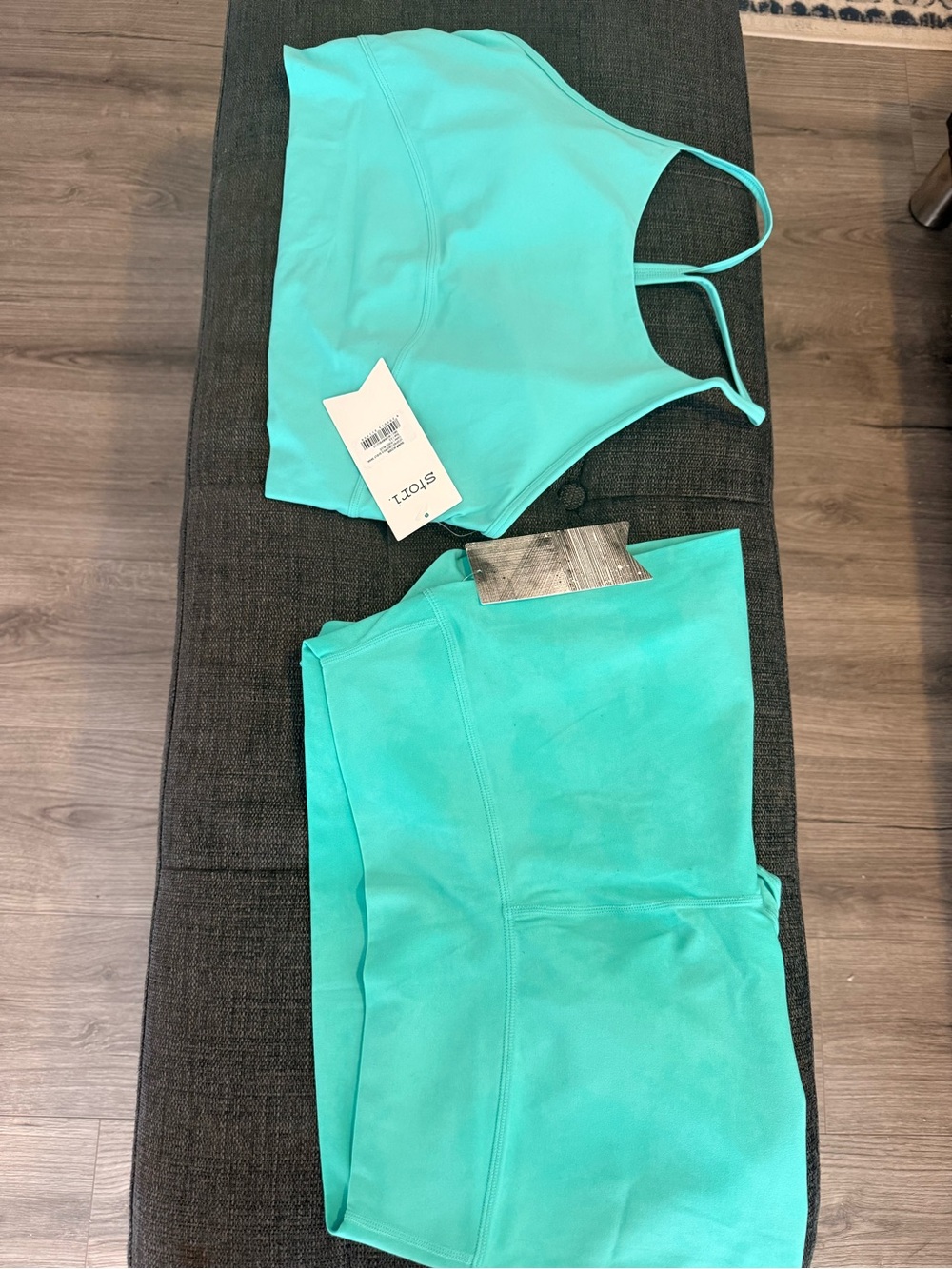 SLO Active Teal High-Waist Leggings & Crop Tank